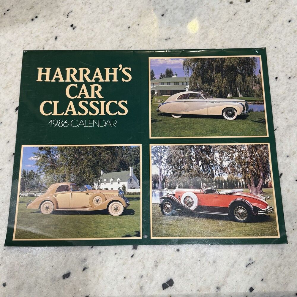 Harrah's Classic Cars Vintage 1986 Color Glossy Calendar
